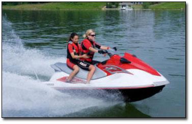 Family riding a jet ski at Lake Lewisville